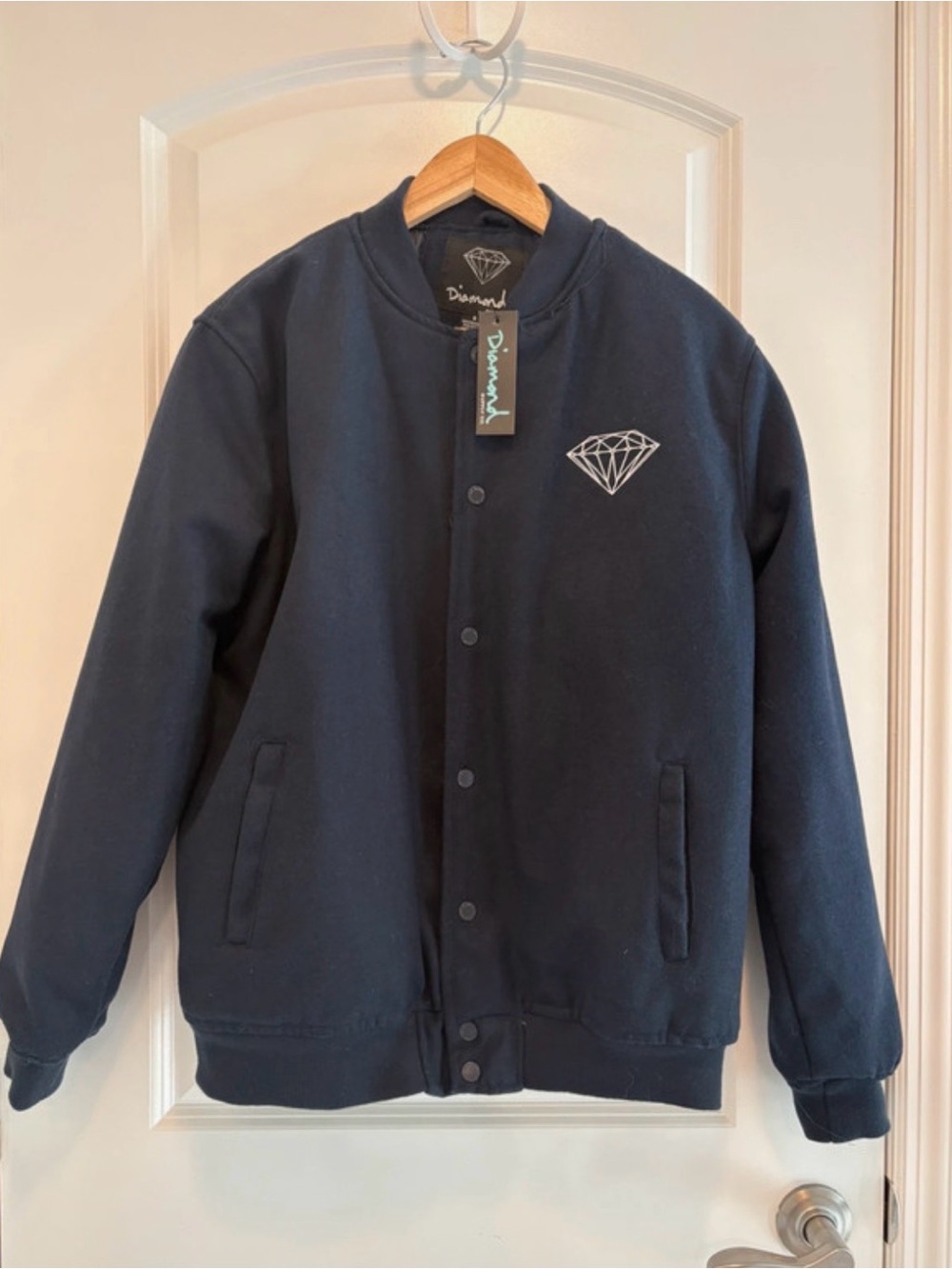 Diamond Supply Co. Navy Bomber Jacket with White Diamond Logo